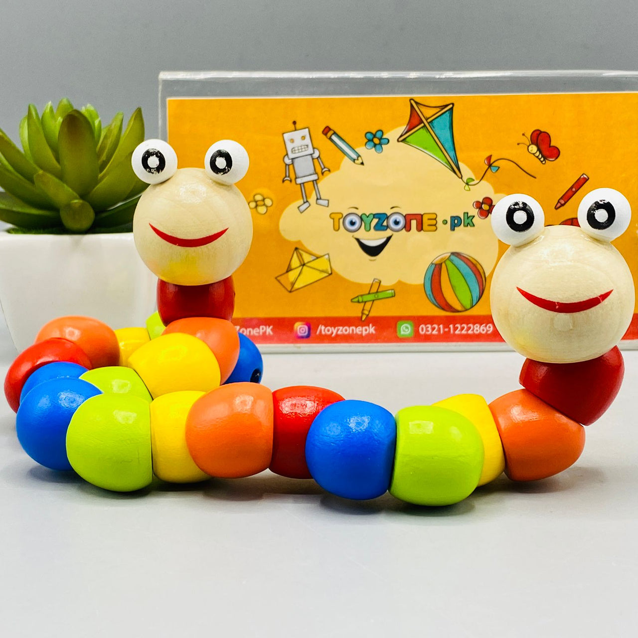 Colorful Wooden Twist Worm Puzzle