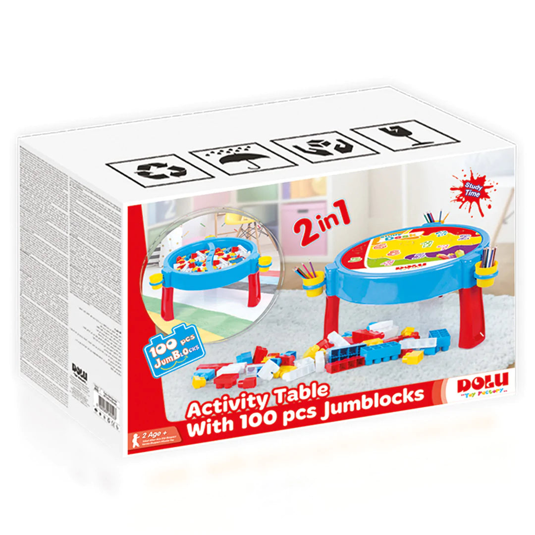 dolu activity table with 100 pcs jumblocks