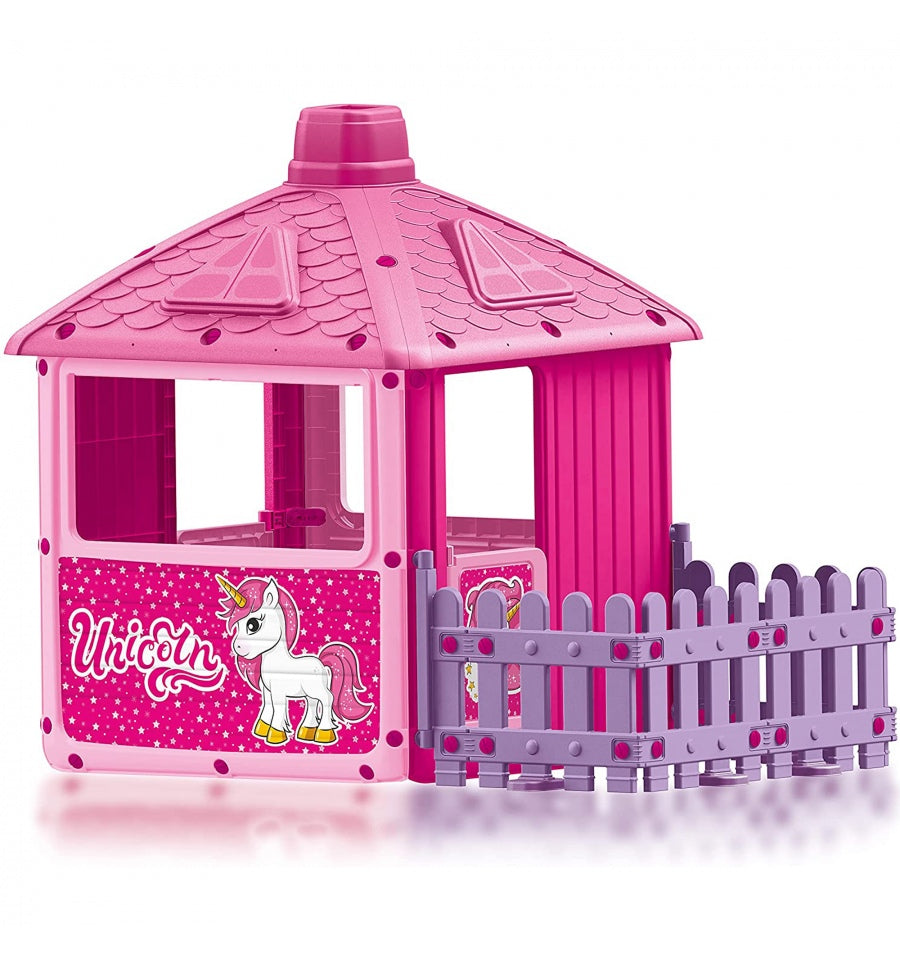 dolu unicorn house with fence