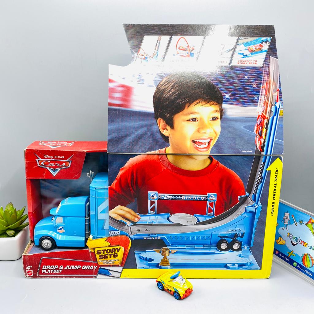 disney cars drop and jump gray transporter playset