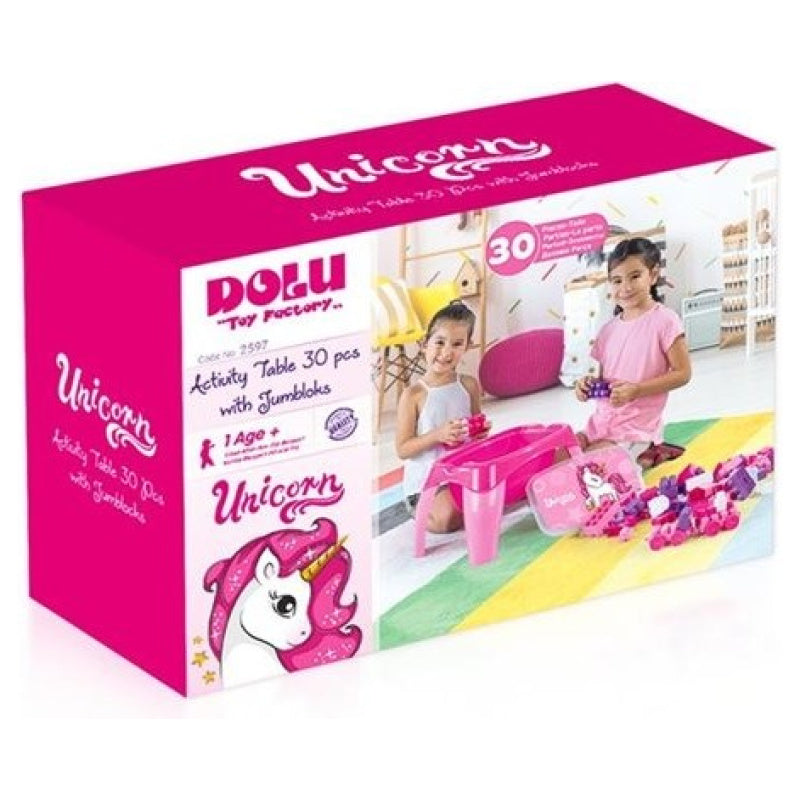 dolu unicorn activity table with jumblocks 30 pcs