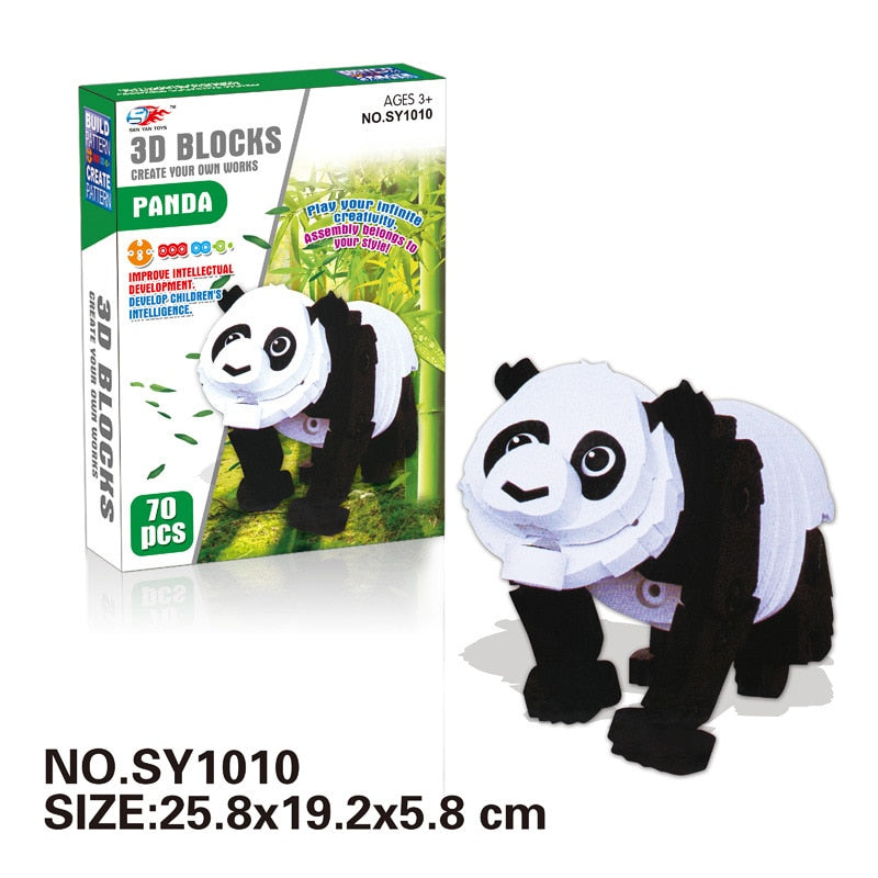 70 pieces 3d panda puzzle blocks