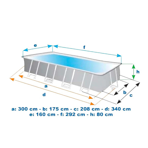intex 26784 prism frame above ground swimming pool 300x175x80cm