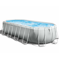Thumbnail for intex prism frame oval pool set with pool cover ground cloth ladder water filter pump 20ft x 10ft x 48