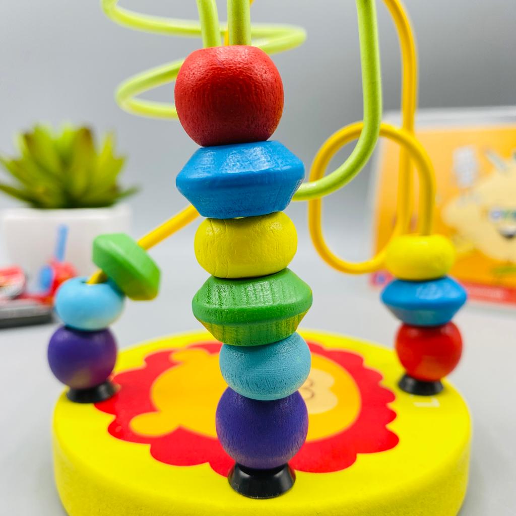 mini spinning beads maze wooden toy