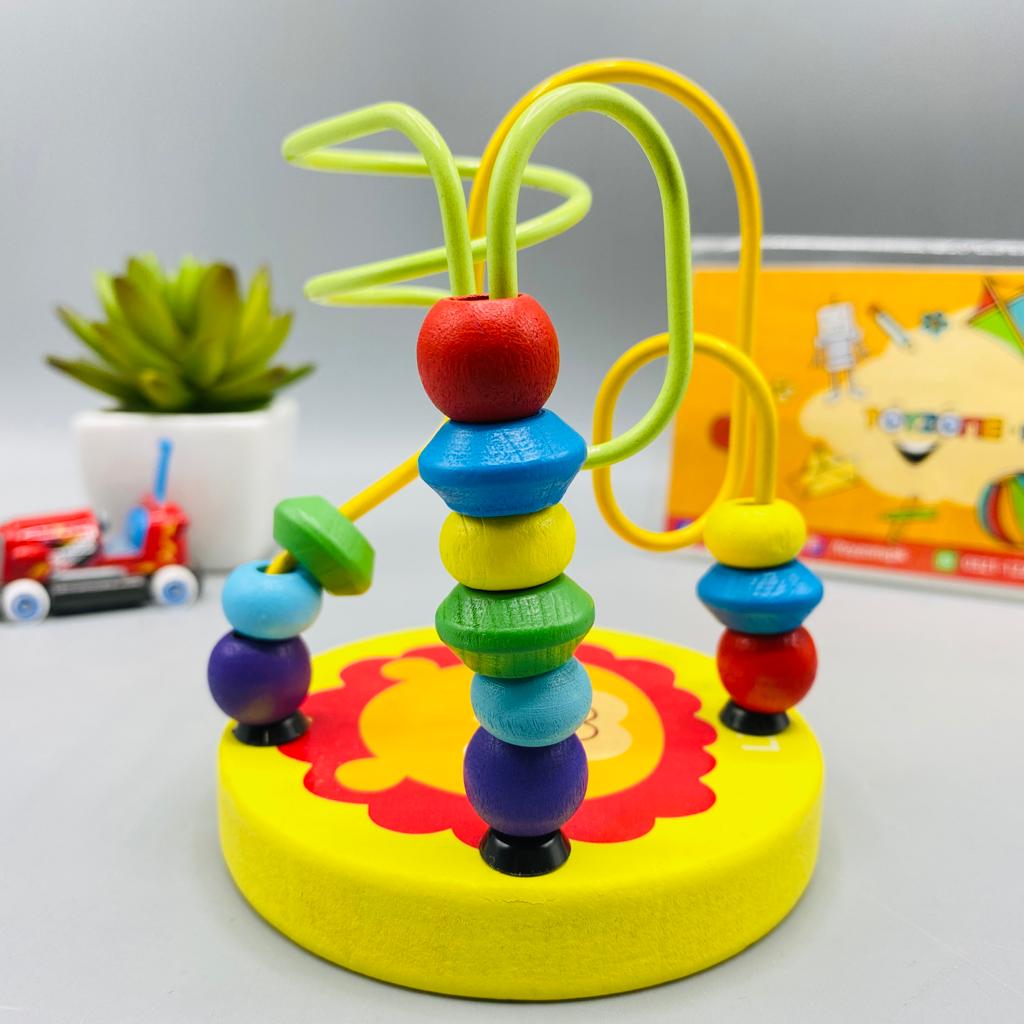 mini spinning beads maze wooden toy