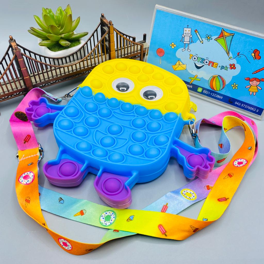 pop it fidget minion shape zipper bag