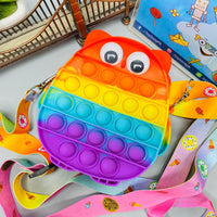 Thumbnail for pop it fidget owl shape zipper bag