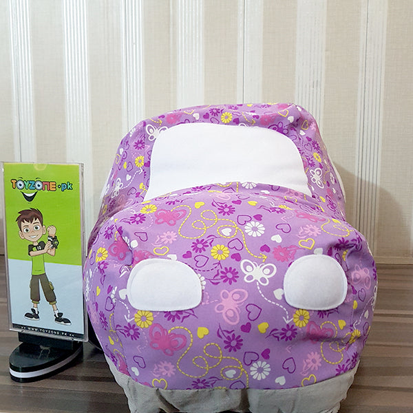 stuffed car soft plush baby toy purple white