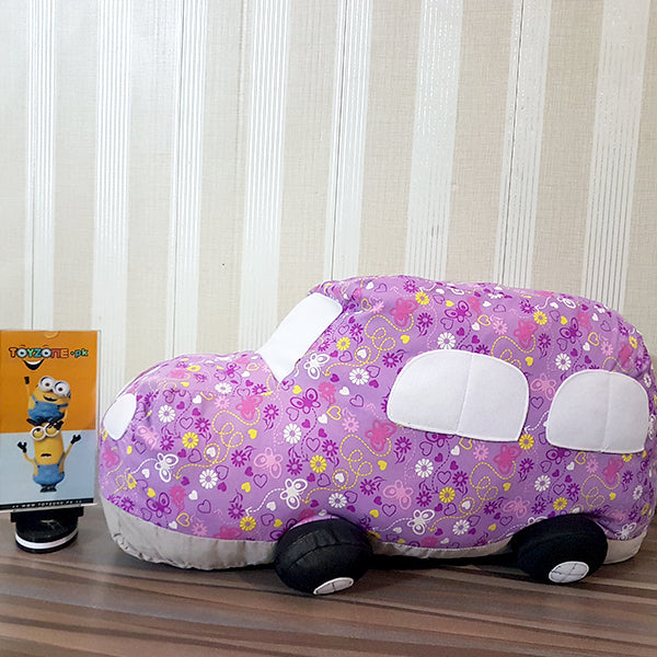 stuffed car soft plush baby toy purple white