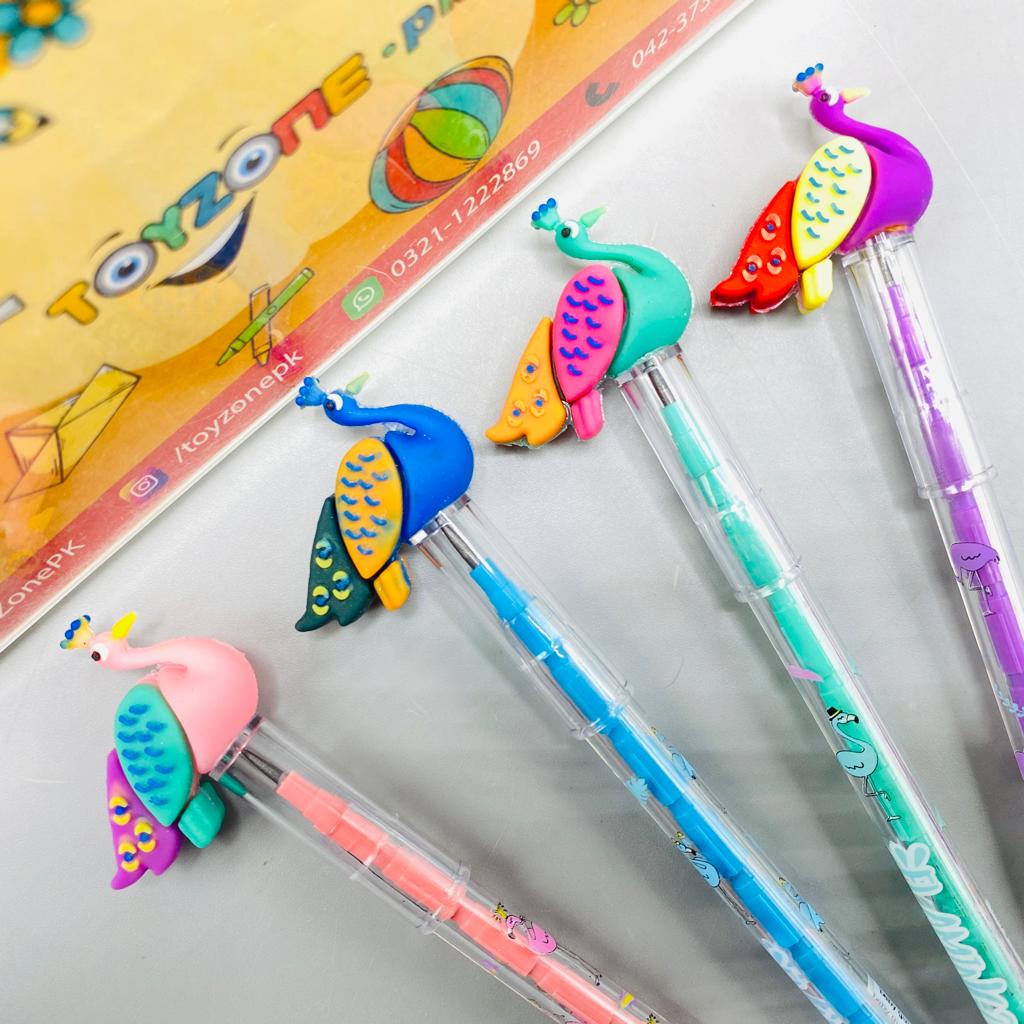 Bullet Plastic Drawing Animals Earsers Pencil 3 Pcs Pack
