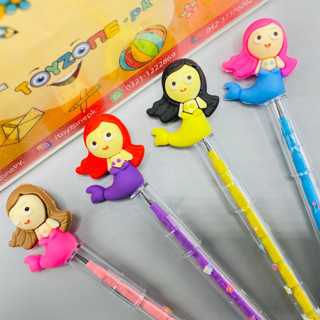 Bullet Plastic Drawing Animals Earsers Pencil 3 Pcs Pack