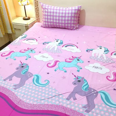 Cute Unicorn Printed Bedsheet For Kids