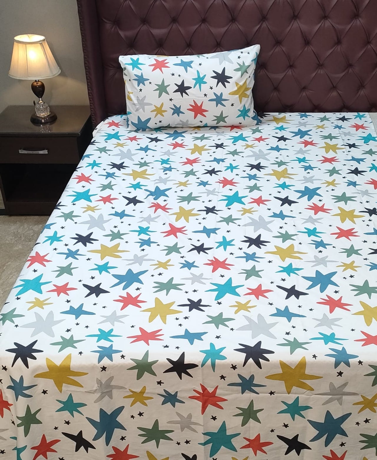 Multicolor star Printed Bedsheet For Kids