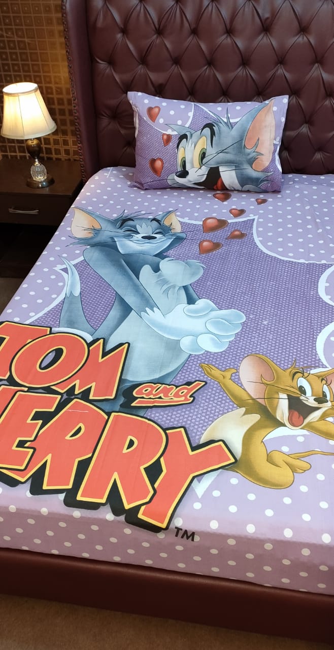 Tom and Jerry Printed Bedsheet For Kids