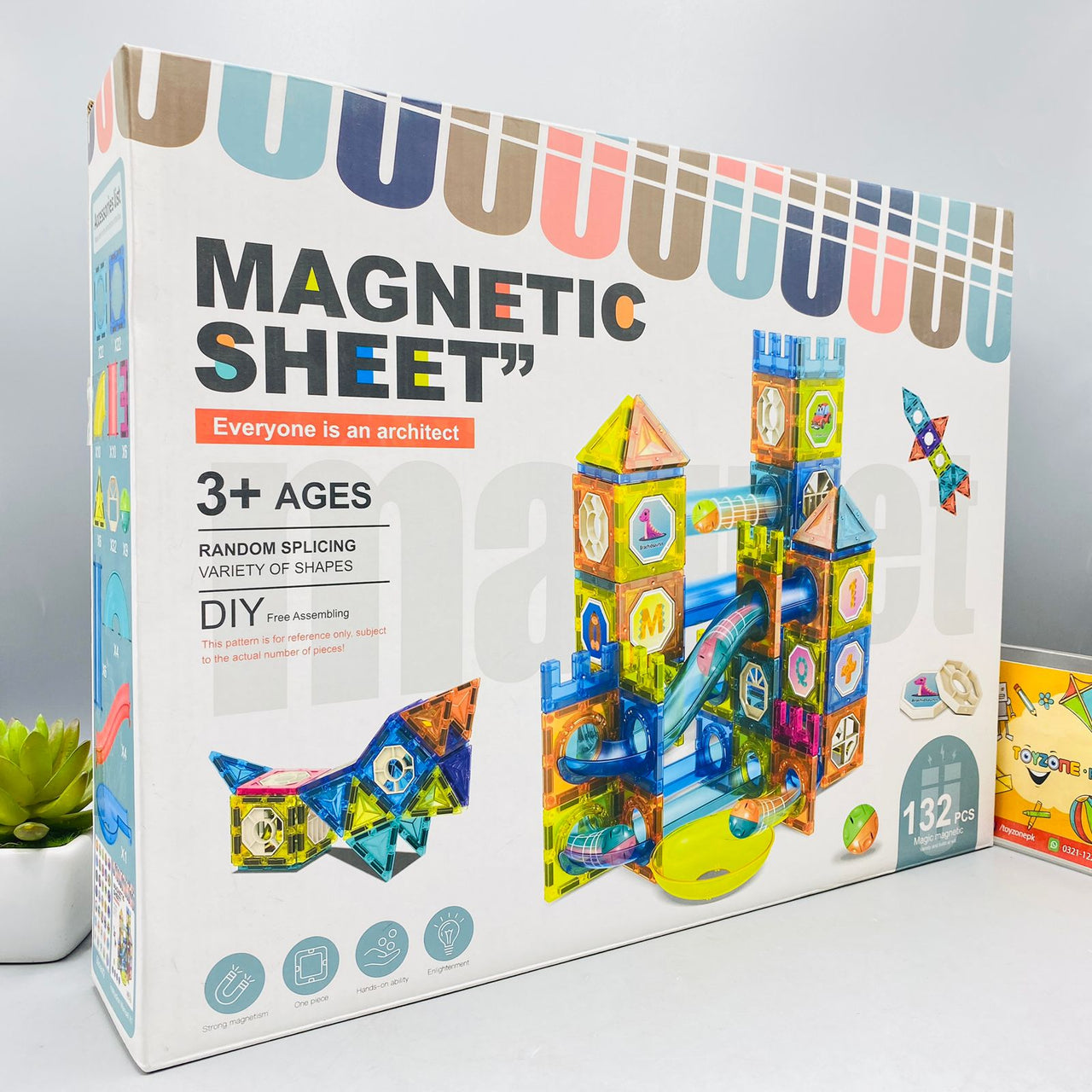 Magnetics Sheet 132 Pcs Blocks SET