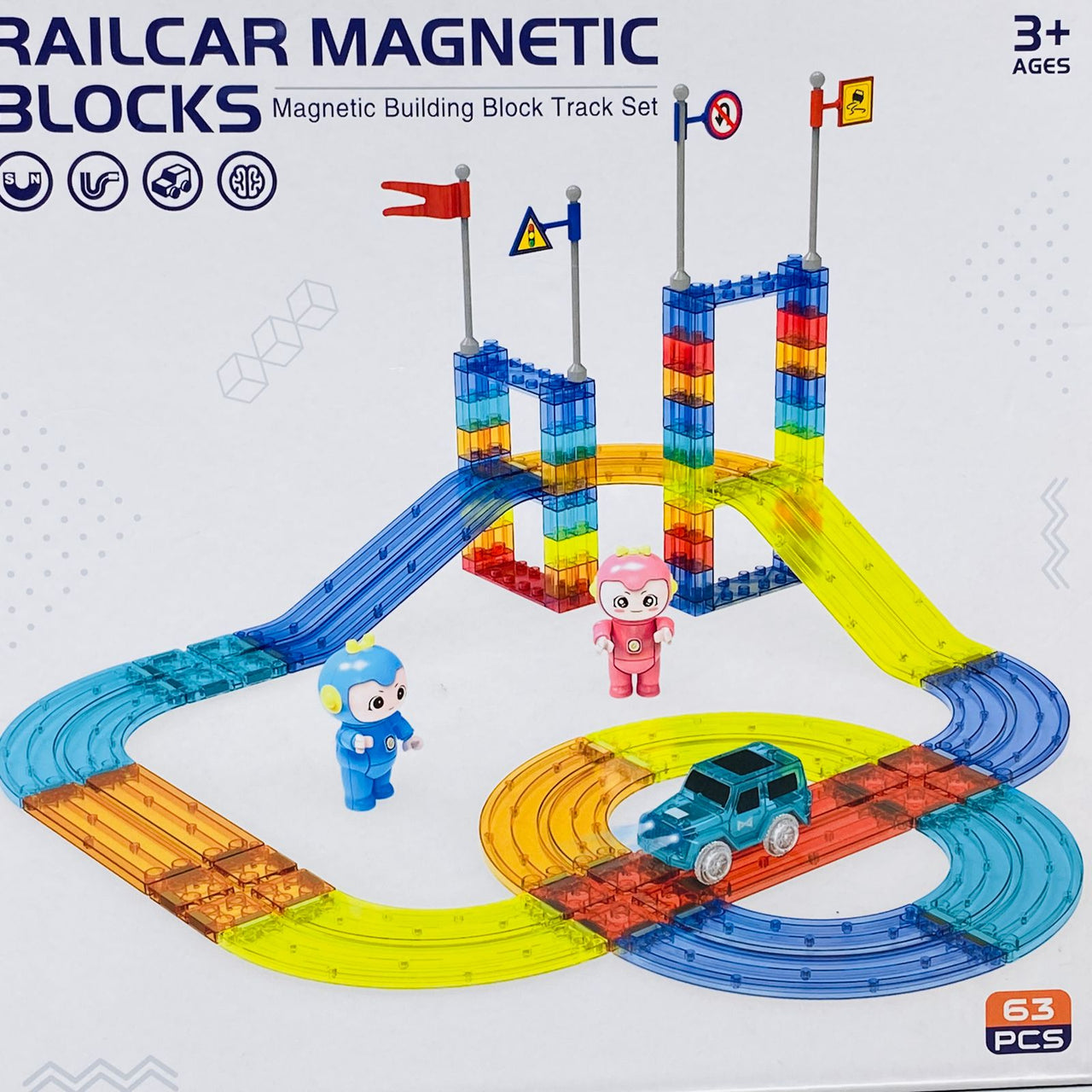 Rail Car Magnetic Blocks Track Set