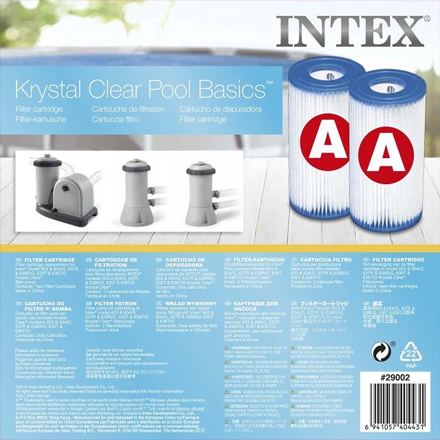 Intex Type A Filter Cartridge for Pools, Twin Pack