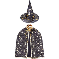 Thumbnail for halloween costumes witch wizard cloak with hat