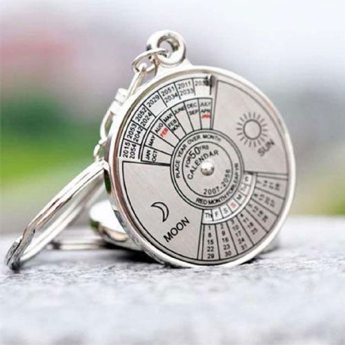 50 Years Perpetual Calendar Metal Keychain - 2 Pcs