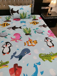 Thumbnail for Sea Animals  Kids Bed sheet