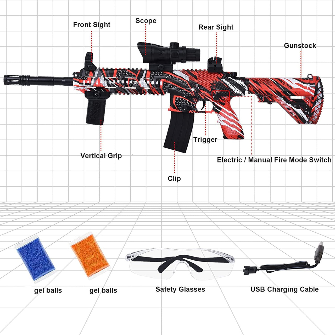 2 in 1 Automatic And Manual M-416 Gel Blaster Gun Toy