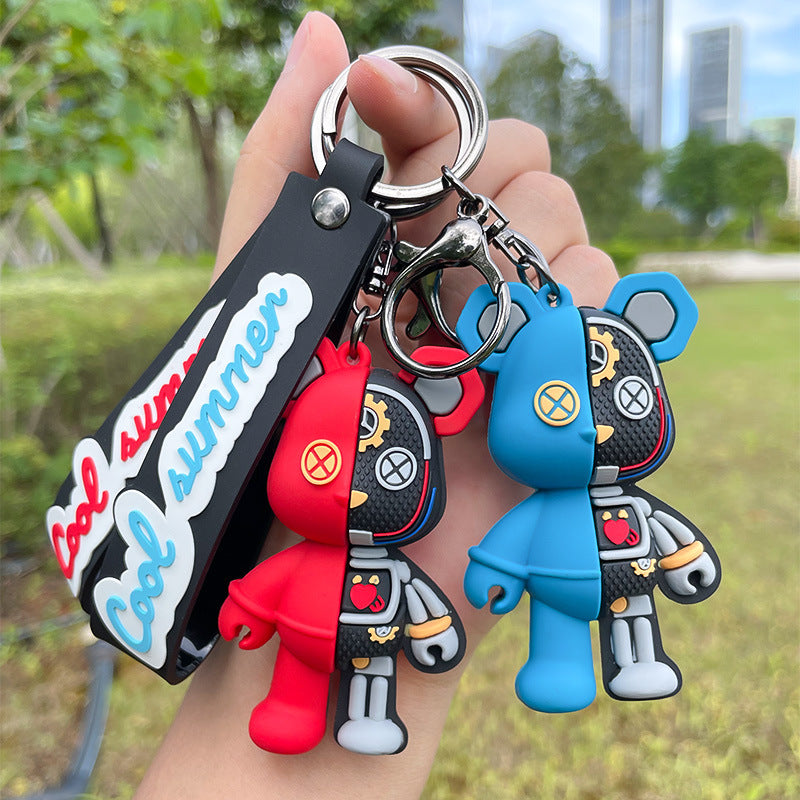 Half Robot Body Bear Keychain