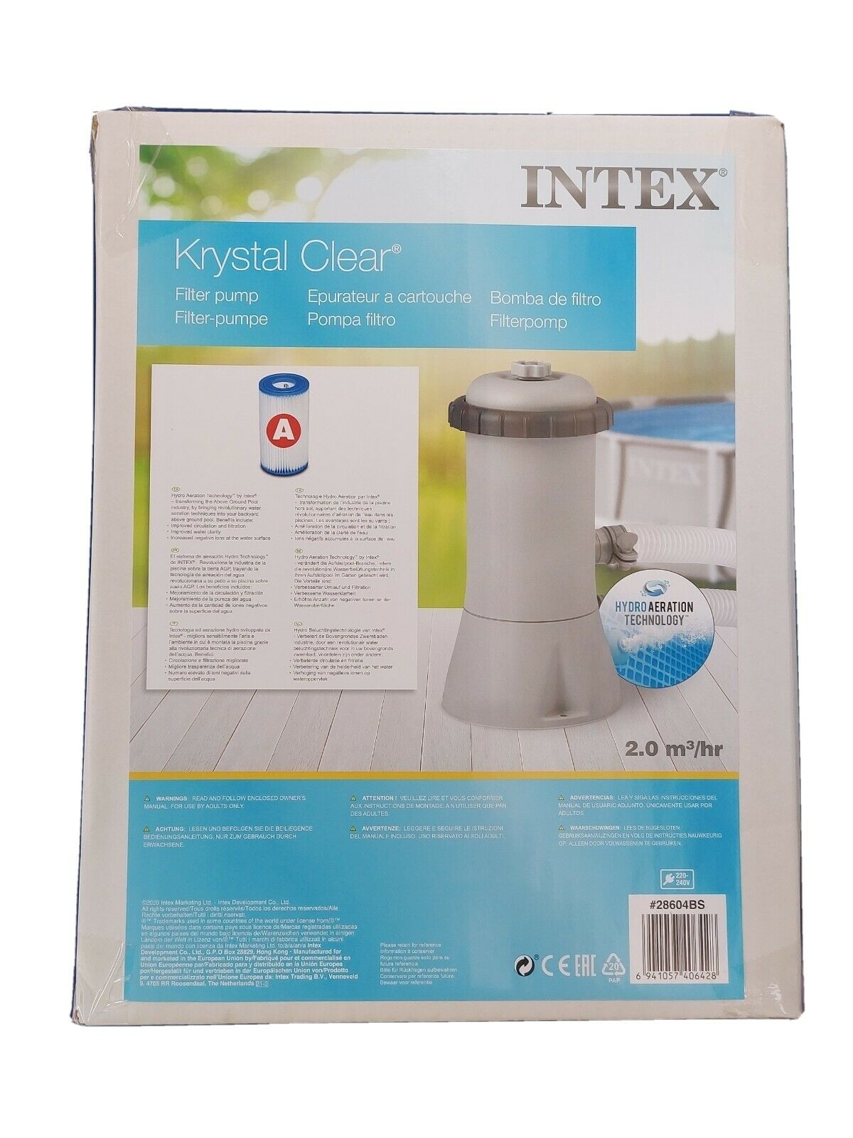 Intex 530 GPH  Krystal Clear Cartridge Filter Pump 220 - 240V